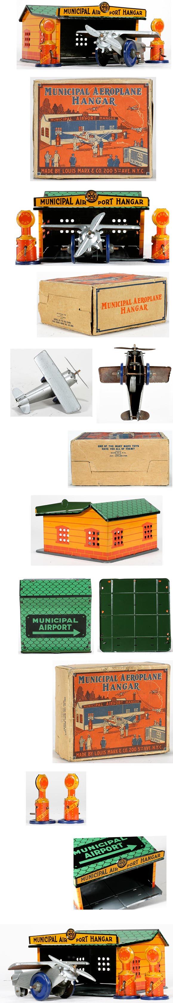 1929 Marx, Municipal Aeroplane Hangar in Original Box